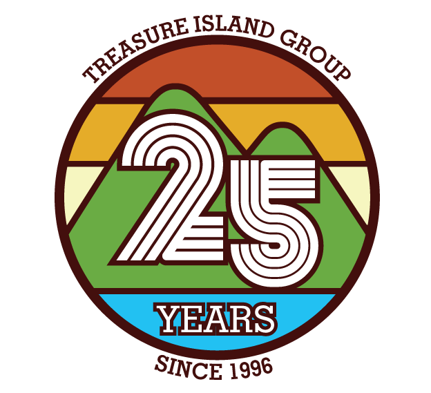 The 25th anniversary logo for Treasure Island Group, designed to celebrate the milestone.